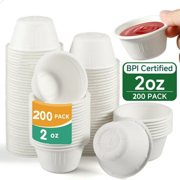 Paper Souffle Portion Cups, 2 oz, 200 Count,OasisSN Small Mouthwash Cups,Bathroom Cups,Small Disposable Paper Cups for Sauces,Desserts,Party, Picnic, Travel