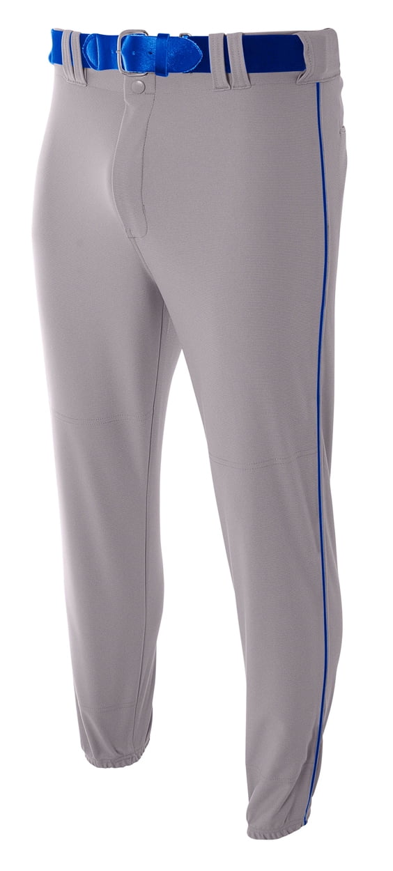 A4 ProStyle Elastic Bottom Baseball Pant For Men in Grey/Royal N6178
