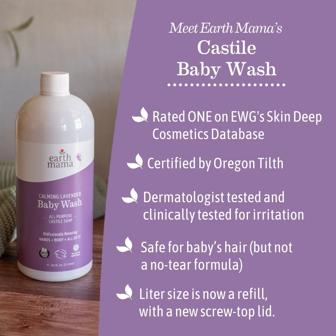 Earth Mama Calming Lavender Baby Wash, Castile Soap for Sensitive