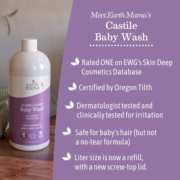 Earth Mama Calming Lavender Baby Wash, Castile Soap for Sensitive