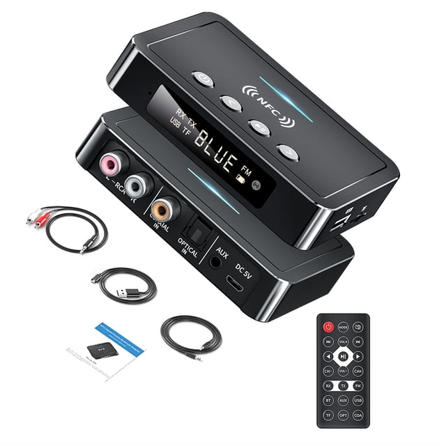 Adaptador 3 en 1 BT NFC BT5.0 Transmisor Receptor Adaptador FM Soporte de baja latencia U Carevas Transceptor inalámbrico