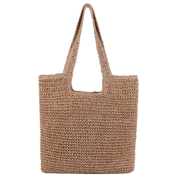 Bolsos Playa Verano Bolso Tejido Gran Capacidad para Mujer Bolsos Casuales (café)