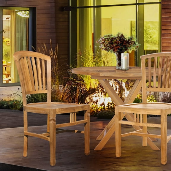 Teak Wood Orleans Outdoor Patio Dining Side Chair, A-Grade Teak Wood
