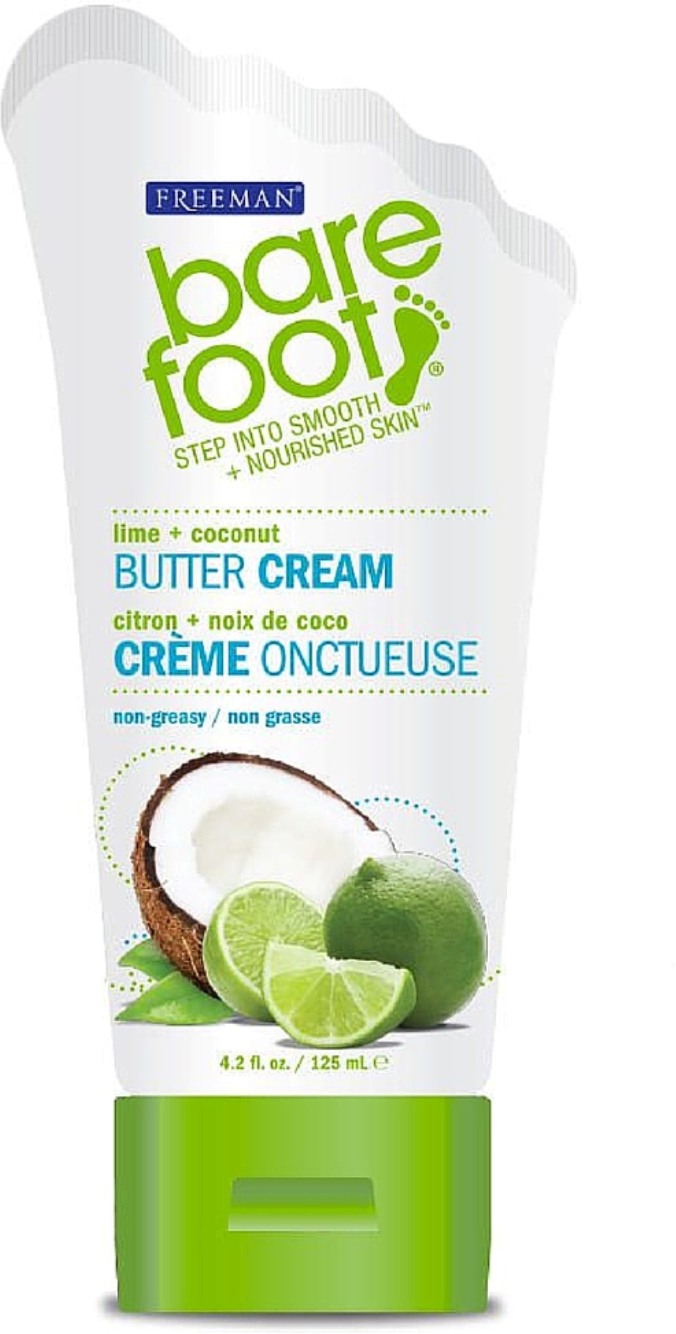 Freeman Bare Foot Butter Cream, Lime + Coconut 4.20 oz (Pack of 3