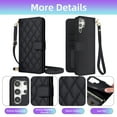 thumbnail image 4 of Furiet Argyle Wallet Case for Samsung Galaxy S21 Ultra 5G with Tempered Glass Screen Protector Wrist Strap Shoulder Strap, Card Slots Stand Phone Cover for S21ultra 21S S 21 21ultra G5 Women Black, 4 of 8