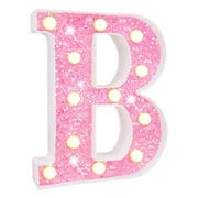 LED Marquee Letter Lights, Light Up Pink Letters Glitter Alphabet Letter Sign Battery Powered for Night Light Birthday Party Wedding Girls Gifts Home Bar Christmas Decoration, Pink Letter B
