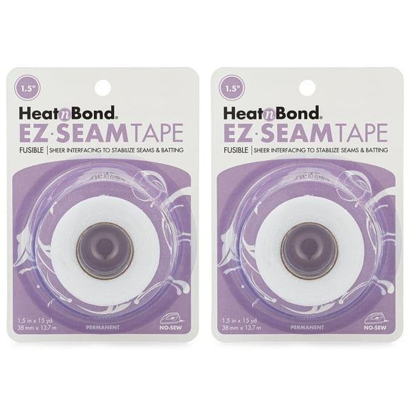 HeatnBond EZ Seam Fusible Batting Seam Tape, 1.5" x 15 Yard Roll, White, 2 Pack