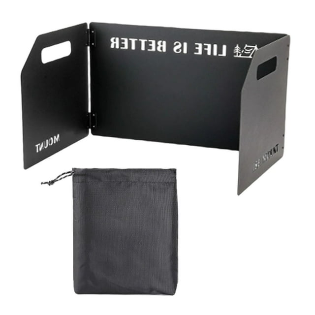 Hearth & Gear Réchaud de Camping Pare-Vent 3 Plaques Acier Réchaud de Camping Pare-Vent Pliant Extérieur Pique-Nique Réchaud Pare-Vent avec Sac à Cordon pour Camping Randonnée Pique-Nique Sac à Dos Chien