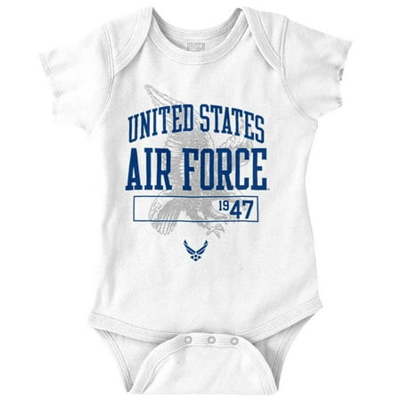 

US Air Force USAF Logo Bald Eagle Romper Boys or Girls Infant Baby Brisco Brands 24M