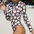 thumbnail image 6 of Attraco Women One Piece Print Swimsuit Crew Neck Backless Long Sleeve Rashwear Surfwear, 6 of 7
