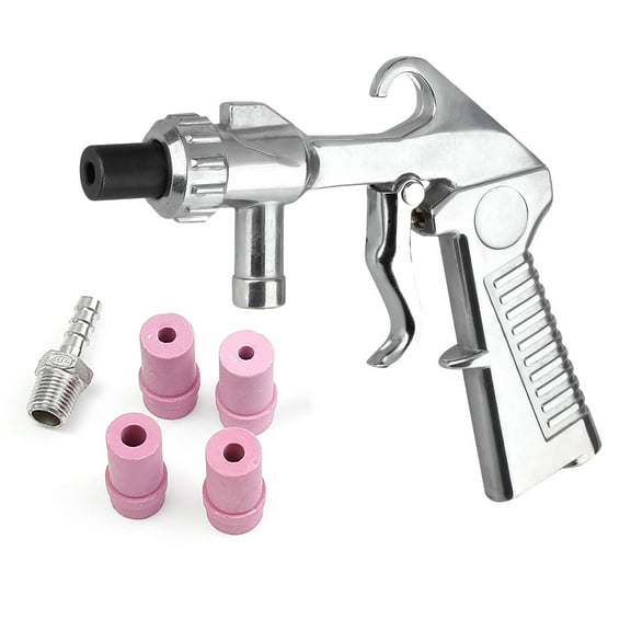Sandblaster Air Part Abrasive Sandblasting Gun Sand Blaster W/ 4 Ceramic Nozzle