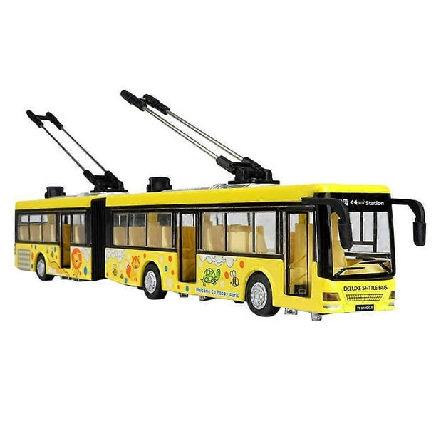 High Simulation 1:50 Alloy Pull Back Double Bus City Bus Model Vehicles Metal Diecasts Flashing Musical Boy Toys