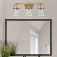 thumbnail image 4 of 423-3W-BB-G411-6SDY Innovations Lighting Pilaster II Cone - 3 Light Bath Vanity-10.13 Inch Tall and 26.5 Inch Wide-Brushed Brass Finish-Seedy Glass, 4 of 4