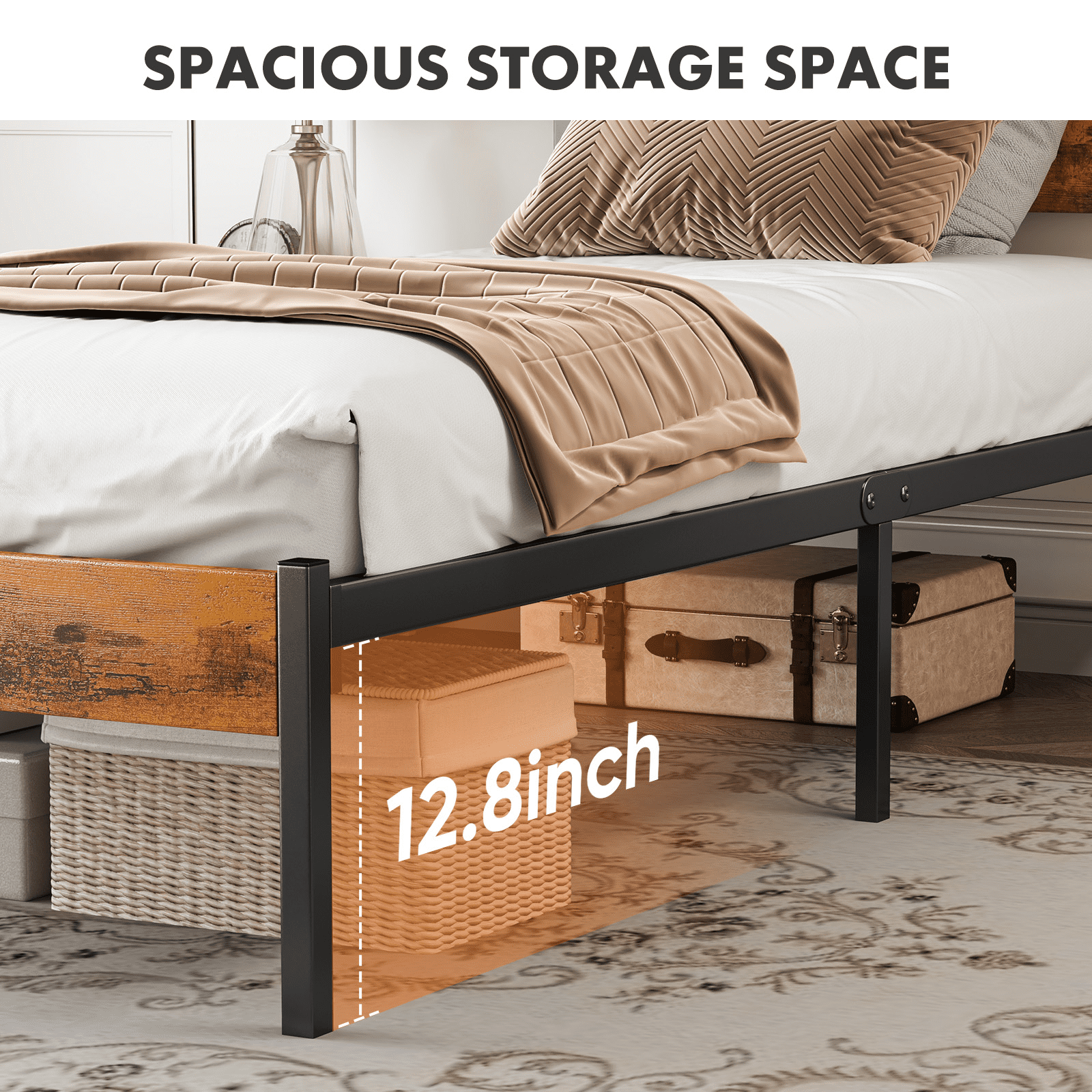 MAYEERTY Twin Metal Bed Frame - Headboard & Footboard, 800LBS Slats, No Box Spring