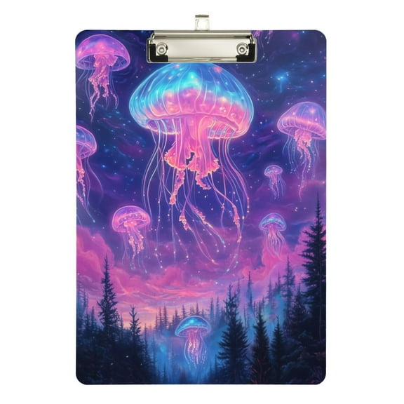 FORMRS Acrylic Clipboard with Low Profile Clip Standard A4 Letter Size, 12.5" x 9", Neon Jellyfish