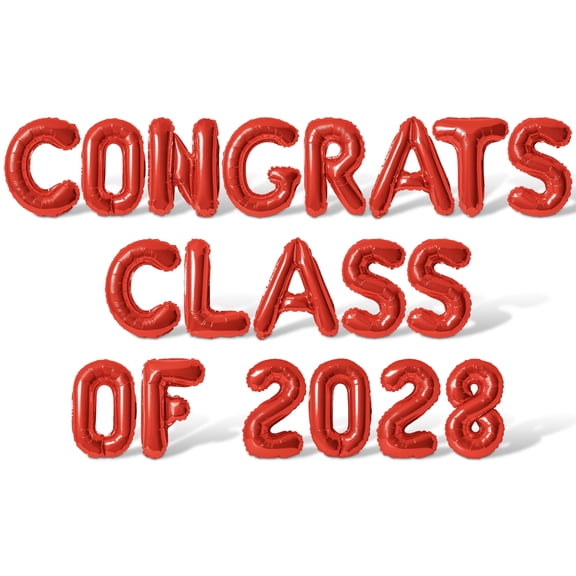 Letter Balloons - CONGRATS CLASS OF 2028 16" Inch Alphabet Letters Foil Mylar Balloon Graduation Party Banner (Red)