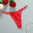 thumbnail image 6 of felwors Satin G String Thongs 2-Pack for Women Sexy Plus Size Panties Low Rise Underwear Cheeky Chain Bikini Hipsters(Red, M), 6 of 9