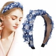 thumbnail image 1 of Diadema de mezclilla anudada para mujer Diadema ancha Accesorios para el cabello de moda para niñas Tocado con joyas brillantes Accesorios de mezclilla para mujer, 1 of 5