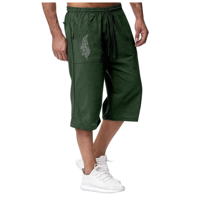 Wyzesi Long Pants for Men Guest with Slit Jogging In Spring and Summer Relaxing and Relaxing Beach Vacation Nine Point Sweatpants Male Christmas Clothes
