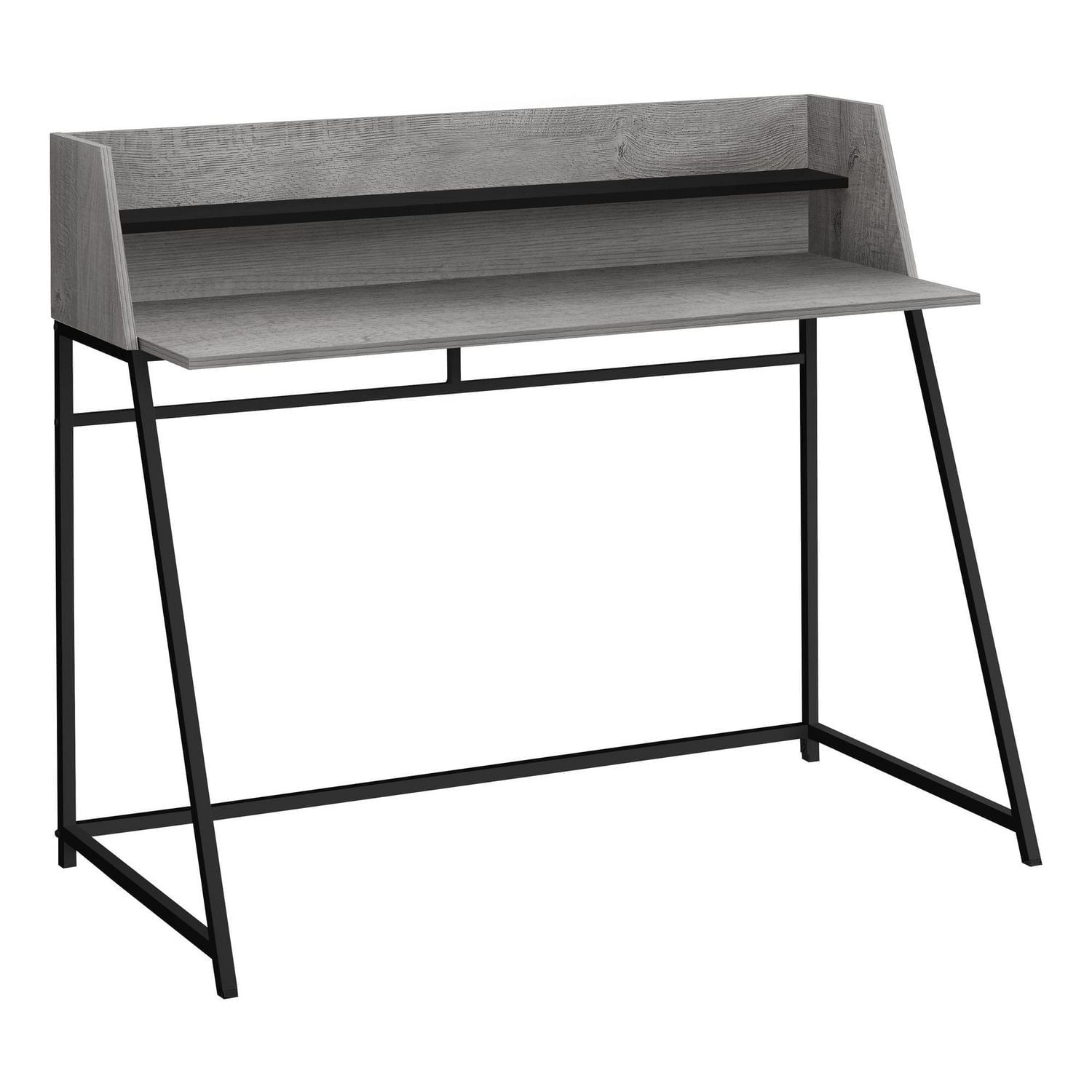 Monarch Specialties Computer Desk, Home Office, Laptop, Storage Shelves, 48"l, Work, Metal, Laminate, Grey, Black, Contemporary, Modern