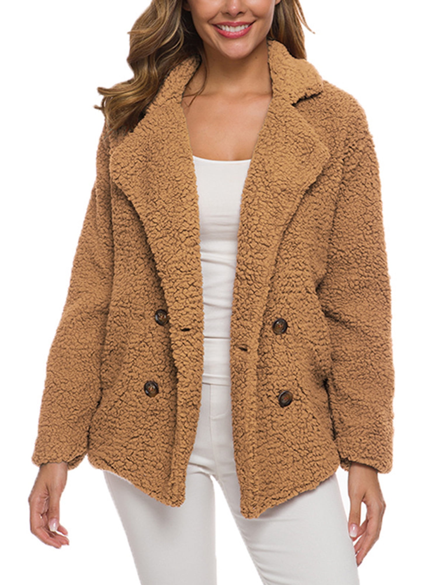 UKAP Womens Fluffy Cardigan Sweater Winter Warm Fuzzy Fleece Jacket
