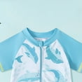 thumbnail image 5 of TOWED22 Boys Two Piece Rash Guard Swimsuits Kids Short Sleeve Swimwear Sets Bathing Suit with Hat for 2-6 Years Sky Blue,6-12 M, 5 of 6