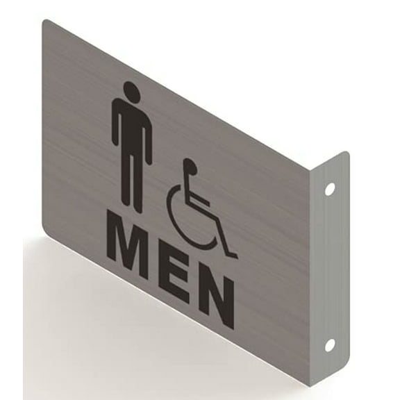 Men ACCESSABLE Restroom Projection Sign- Men ACCESSABLE Restroom 3D Sign (Silver- Brush Aluminium, 7X10, 90D Sign)-ESPECTADORA LINE (ref-2201)