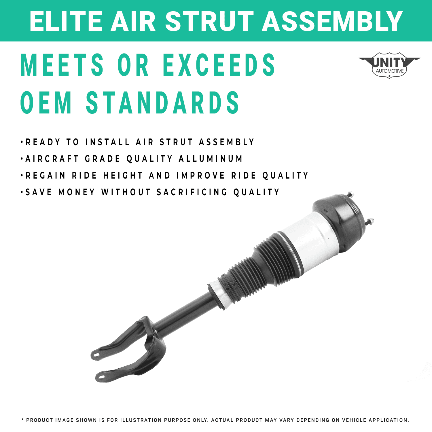 Unity Automotive Rear Right Non-Electronic Air Strut Assembly Fits 2007-2017 Lexus LS460, 18-568002