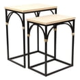 thumbnail image 3 of Claudette Set of 2 Rattan Accented Wood & Metal Rectangle Side Tables, 3 of 10
