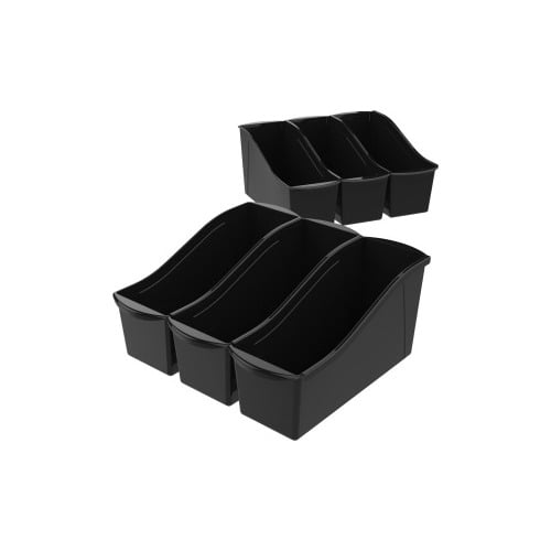 Storex Book Bins 7" Height x 5.3" Width14.3" Length Black Plastic
