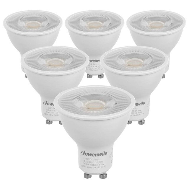 Bombilla LED DEWENWILS GU10 de 7 W (equivalente a 50 W), 3000 K, regulable, paquete de 6