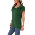 thumbnail image 3 of Innerwin T-shirt Short Sleeve Women T Shirt Holiday Solid Color Plain Summer Tops Green M, 3 of 6