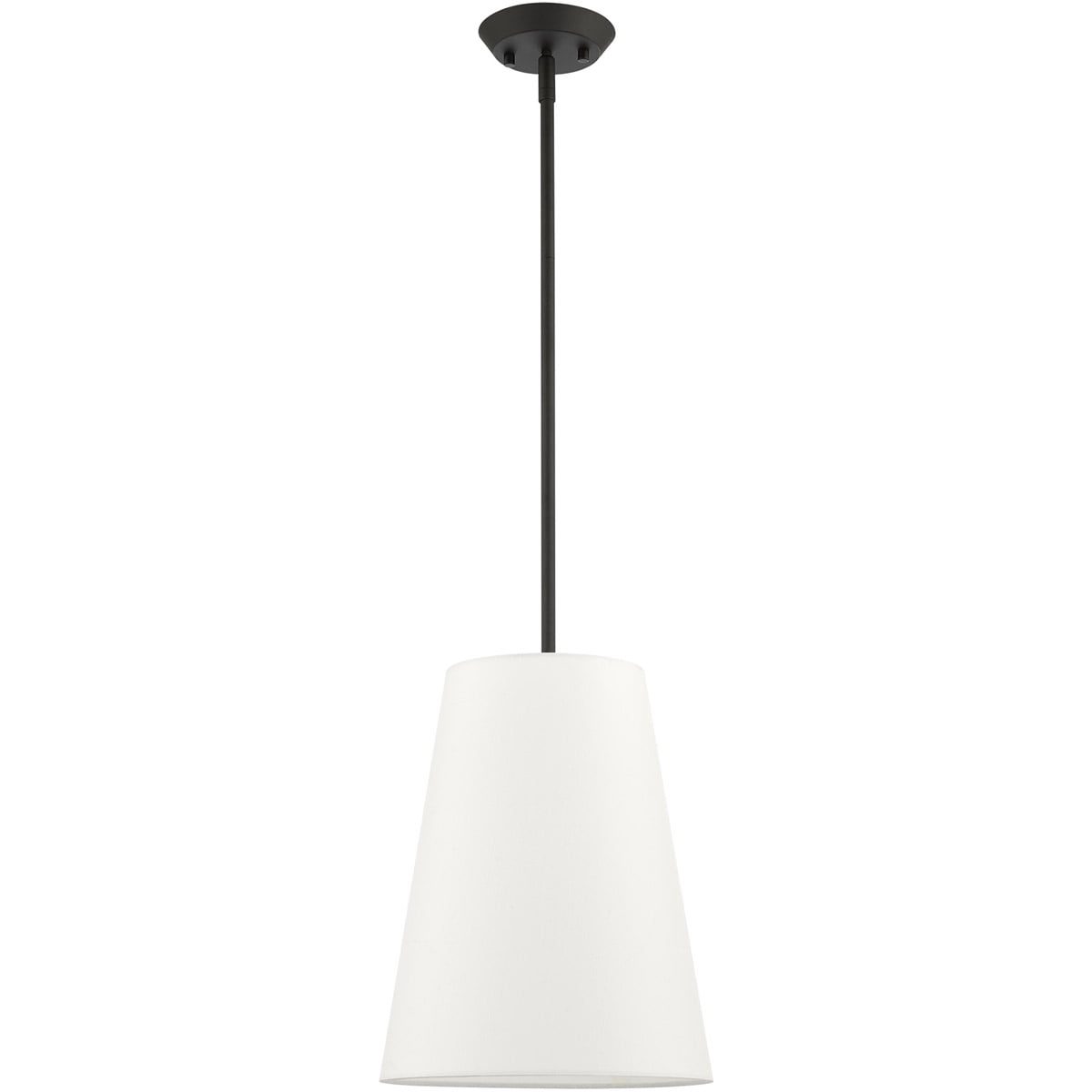 1 Light Black Shaded Chandelier with Hand Crafted Off White Fabric Hardback Shade