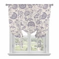 thumbnail image 2 of Farmhouse Light Purple Floral Tie Up Curtain 63 Inches Long, Linen Boho Paisley Flower Rustic Balloon Style Kitchen Window Curtain Over Sink, Small Window Rod Pocket Curtain 52"x63", 2 of 9