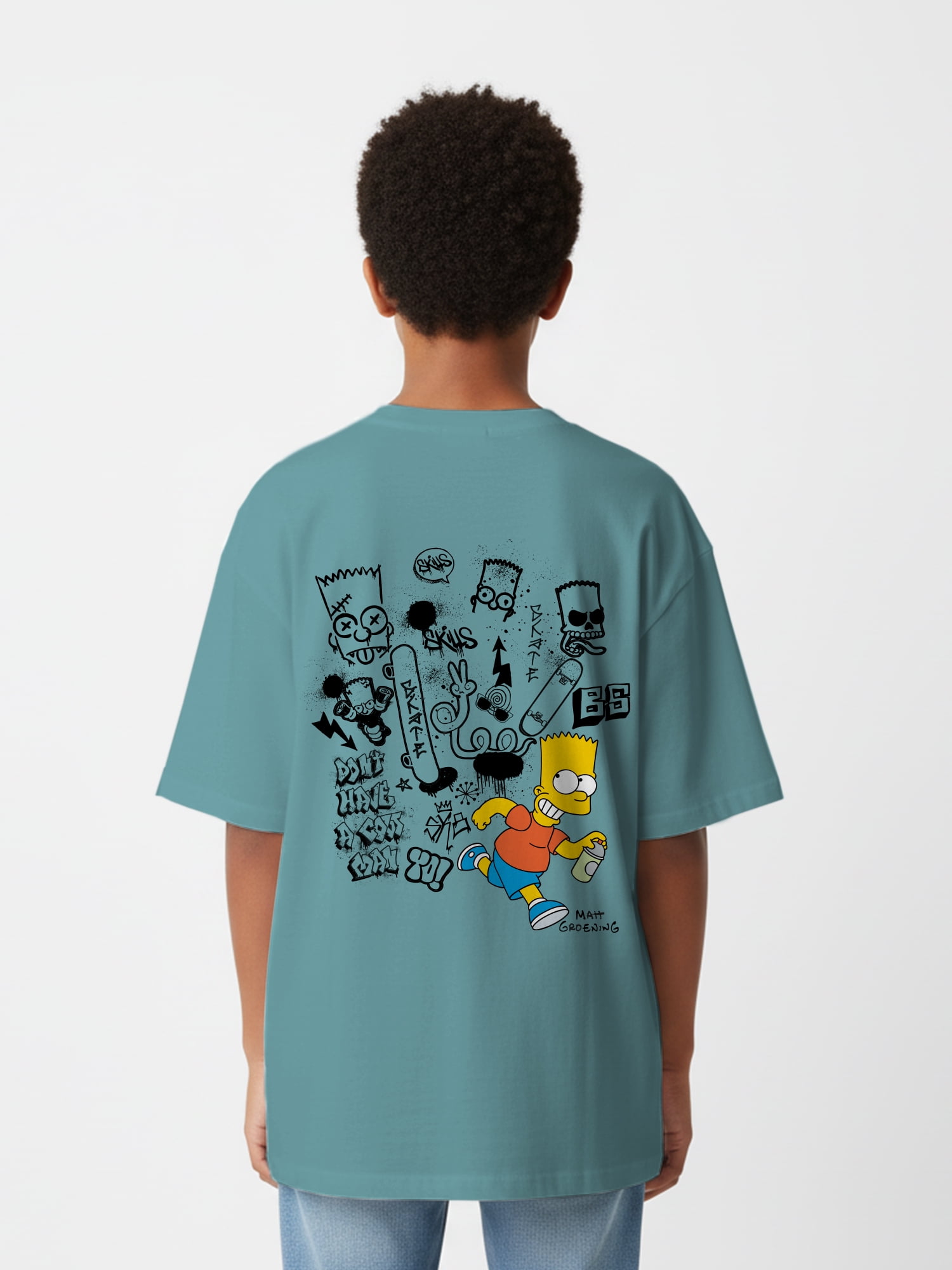 The Simpsons, Boys' Elevated Front and Back Graphic T-Shirt, Bad Boy Spray, Sizes 4-18