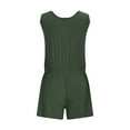 thumbnail image 6 of Caywon Ladies Summer Casual Fashion Sleeveless Tank Style Drawstring Strap Detail Double Pocket Jumpsuit One Piece Romper Lightweight Comfortable Fabric Relaxed Fit Army Green XL, 6 of 7