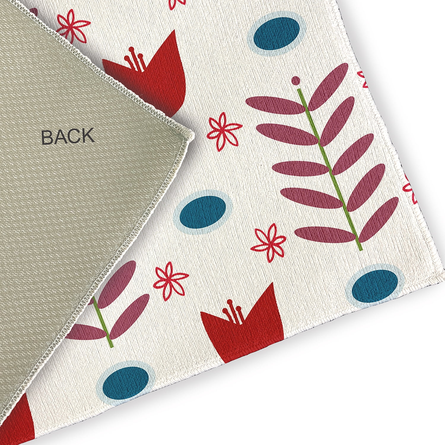 3' x 5' Simply Daisy Spring Garden Scandinavian Chenille Area Rug, White-Red