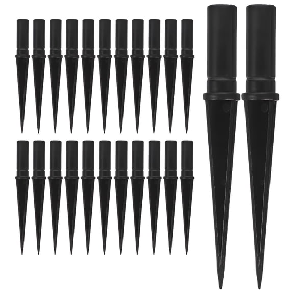ZHZFKQ 24 Pcs Solar Light Replacement Stakes, 4.3 Inch PC Ground Spike for Outdoor Pathway Lights, Durable Garden Yard Landscape Lamp Pole Replacer, Black Plastic Stakes for Solar Garden Lights