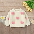 thumbnail image 2 of Gpaecead 6M-3T Toddler Baby Girls Toddler Knit Sweater Cute Round Neck Long Sleeve Pullover Sweatshirt Warm Kids Tops White, 2 of 5
