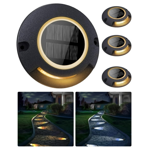 2 Colors in 1 Solar Deck Lights, FabStyl Solar Driveway Lights Dock Lights Waterproof Marker Lights for Outdoor, Stair, Lawn, Pathway, Deck, Sidewalk, Yard, Step (Single