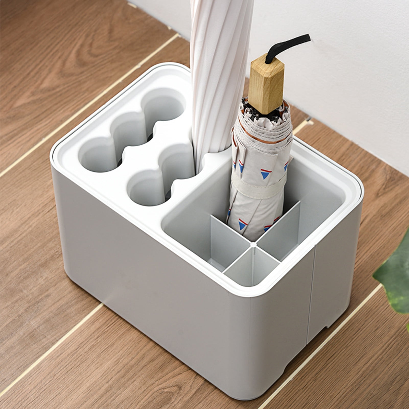 OIUR Umbrella Stand with Removable Drip Tay10 Slots Heavy Duty Home Office Entry Hallway Folding Long Umbrella Holder Organizer Rack