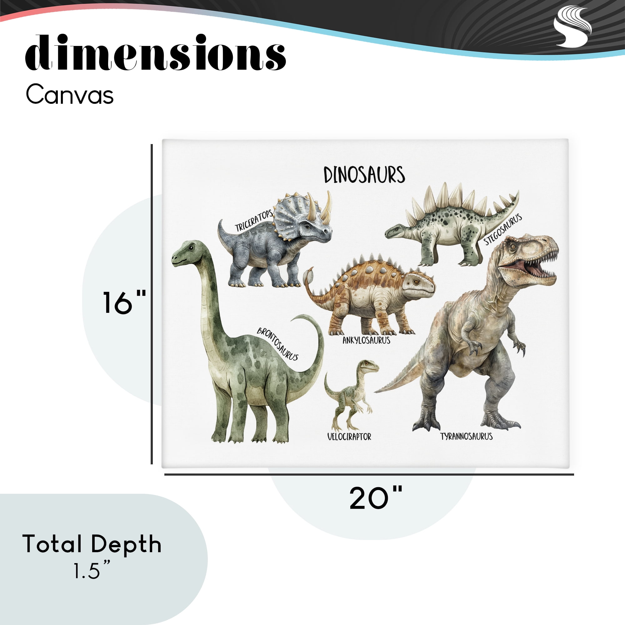 Stupell Industries Meet The Dinosaurs Canvas Wall Art, design by Christine Simpson Art