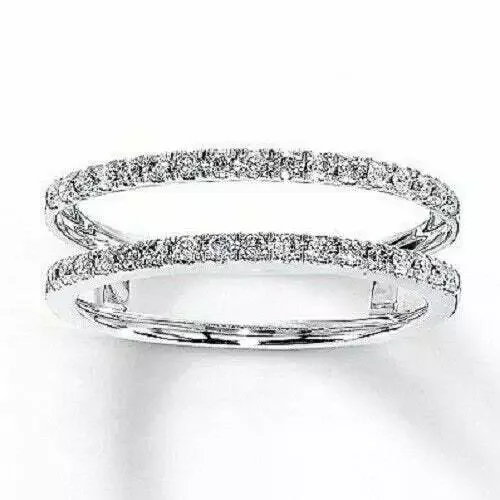 1Ct Round Lab Created Diamond Enhancer Wrap Wedding Ring 14K White Gold Plated