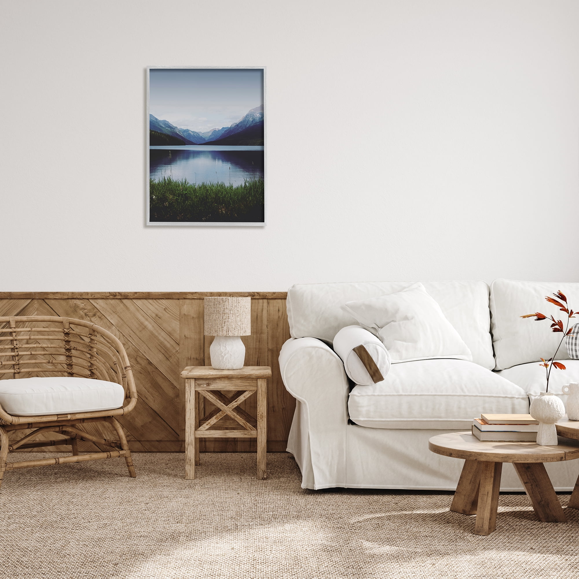 Stupell Industries Dark Mountain Landscape Nature Photography Gray Framed Art Print Wall Art, 24 x 30