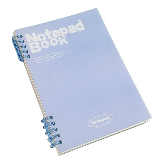 1 Pc Blue A5 Refillable Binder Notebook, Hand-Friendly 10-Ring Loose Leaf Spiral Journal, Clear Cover College Ruled Notepad for College Lecture Notes