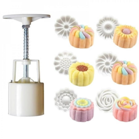 

MEROTABLE 7PCS Articles Pastry Hand-pressed Moon Cake Mold DIY Baking Pastry Mold Household Moon Cake Mold