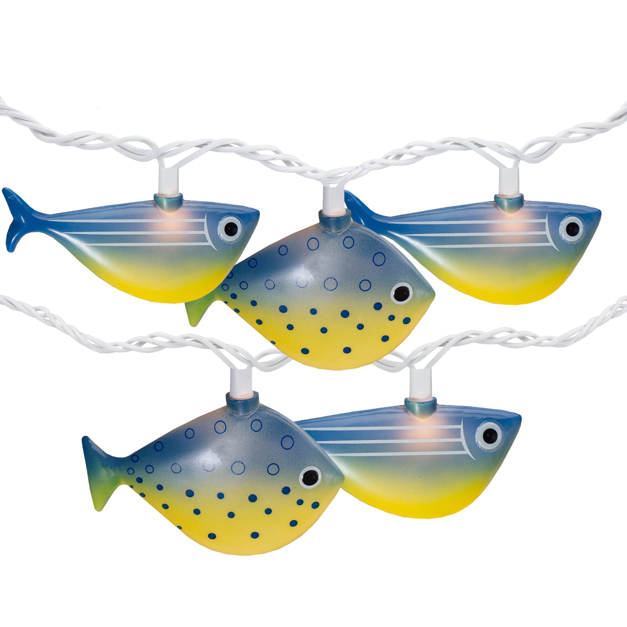 Dennis East 10 Blue and Yellow Fish Mini Summer Patio String Lights 8