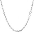 thumbnail image 3 of 14K Solid White Gold Diamond Cut Rope Necklace, 16" - 30" Inch, 1.25 MM - 3 MM, 3 of 5