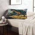 thumbnail image 5 of Plush Throw Pillow Covers, Cute Green Dinosaur Blue Sky Pillow Cases with Invisible Zipper, Breathable Microfiber Pillow Cases Standard Size for Sleeping Bedroom Sofa Living Room 14x20, 5 of 5