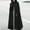 Black, variant on Women Autumn Solid Hooded Button Cloak Split Fork Woolen Coat